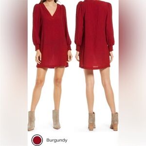 Steve Madden BB Dakota size small burgundy rayon tunic v-neck dress.
